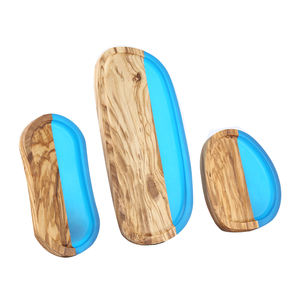 Assiette à dessert en bois de haute qualité avec grain gracieux, assiette alimentaire en résine époxy en bois d'olive - Product Image 4