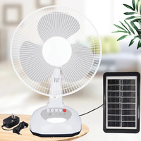 Ventilateur de table AC/DC 12 pouces rechargeable à énergie solaire avec batterie et lumière, 3 vitesses, autonomie de 4 à 12 heures