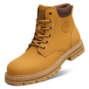 Bottes Jaunes Chaudes d'Hiver en Cuir Véritable, Doublées Peluche, Style Britannique Tendance, Chaussures de Travail Unisexe pour Hommes et Femmes, Grandes Tailles 49 50 51 - Product Image 1