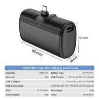 Batería Externa de 10000 mAh con Conector USB-C, Pantalla LED, Carga Rápida de 20 W, Cable Integrado, Diseño Compacto