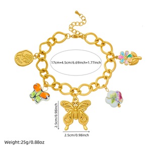 Fashion Pendant Necklace Set Gold Plated Butterfly Ceramic Flower Charm Chain Jewelry Gift for Women - Product Image 4