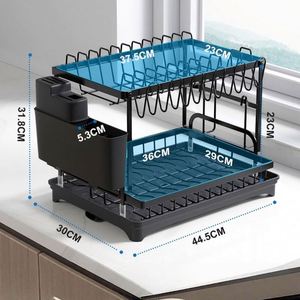 Meuble de rangement de cuisine autoportant, double couche, non pliable, carré, en acier au carbone noir, moderne, multifonctionnel et peu encombrant, pour l'exportation - Product Image 3