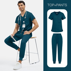 Conjunto Médico para Hombre, Top Ventas, Lavable, Manga Corta, Logotipo Personalizado, para Doctor y Enfermero, Cuello en V Elástico, Múltiples Bolsillos, Corte Atlético - Product Image 5