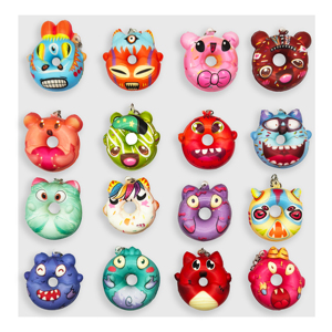 Juguetes de Cápsula al por Mayor: Lindos Mini Donuts de Peluche, Llaveros de Monstruos Pequeños, Juguetes Blandos de PU de Levantamiento Lento para Niños - Product Image 1