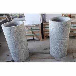 Fregadero de piedra Natural de nuevo diseño, lavabo de baño lavabo de granito gris