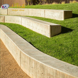 Nuevos Materiales de Construcción en Piedra, Banco de Terrazo GRC para Exteriores, Asiento para Parque, Blanco Gris, Personalizable, Impermeable, Duradero, Banco para Paisajismo - Product Image 4