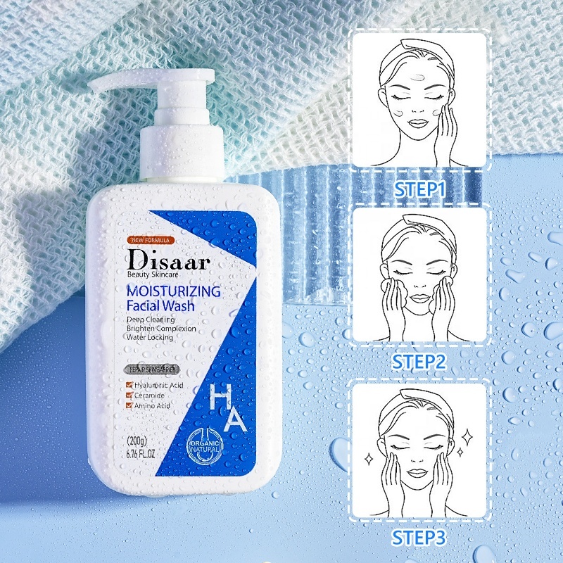 Disaar Wholesale Hyaluronic Acid Face Cleanser Odm/oem Deep Cleansing Pore Cleaner Foam Cream Moisturizing Facial Wash
