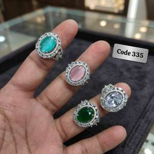 Luxury White Rhodium Plated Oval <b>Cat</b> Eye Stone Halo Cocktail <b>Ring</b> | Adjustable AAA Cubic Zirconia Statement <b>Ring</b> for Women - Product Image 3