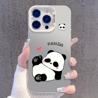 Coque Mowang au design adorable panda pour iPhone 15/14 Pro Max, en PC, antichoc, étanche, finition miroir, style Ins