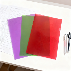 Cartella di plastica con Logo personalizzato trasparente a forma di L per l'uso negli uffici scolastici - Product Image 1