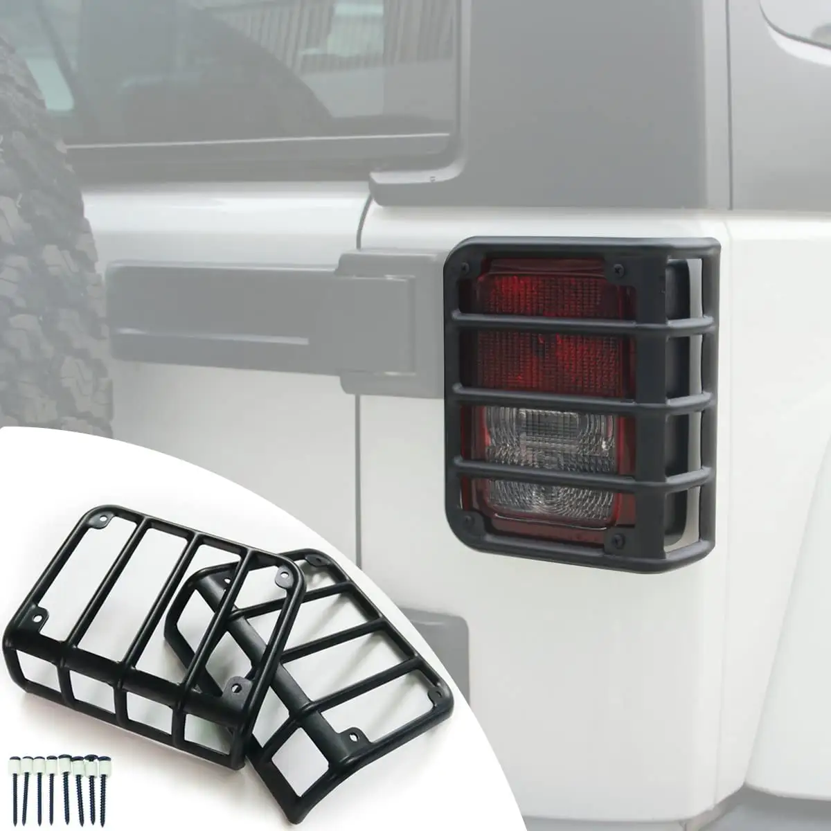 Stainless Steel LED Tail Rear Light Grill Covers Accessories for Jeep Wrangler JK