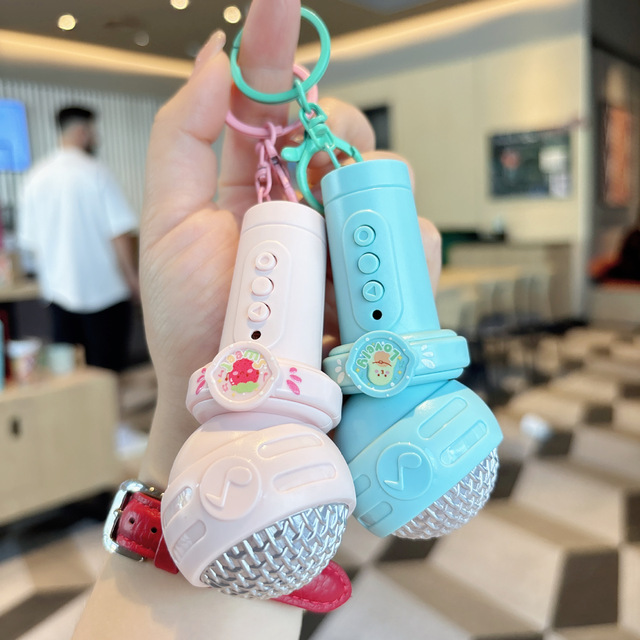 Multi-functional Cute Recording Mic Keychain Fashion Bag Charm Funny Toy Gift for Children Students