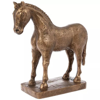 Statue de cheval en bronze massif, patine antique, sculpture de cheval debout pour la décoration de table à la maison, ornement de bureau