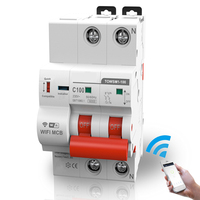 Disjoncteur intelligent wi-fi, 1 P 2P, Protection contre les courts-circuits, interrupteur à enfoncement, télécommande fonctionne
