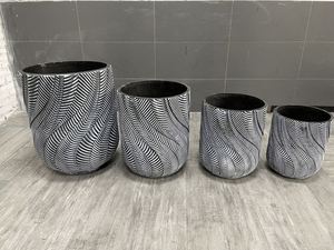 Pots de jardin en ciment ronds décoratifs de style nordique, grands pots d'intérieur et jardinières artificielles pour la maison - Product Image 4