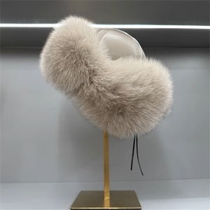 Wmfur Mùa Đông Cắm Trại Dày Nga Lông Mũ Tai Flap Cape Bất Fox Fur <span class=keywords><strong>Hat</strong></span> Với Cừu Da Trapper <span class=keywords><strong>Hat</strong></span> Đối Với Phụ Nữ - Product Image 4