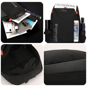 WePower Sac à dos grande capacité pour homme, 18 pouces, avec compartiment pour ordinateur, pour voyages d'affaires, étudiants, couleur unie, bleu foncé - Product Image 2