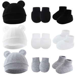 Conjunto <span class=keywords><strong>de</strong></span> 3 Piezas <span class=keywords><strong>de</strong></span> Color Puro para Bebé: Gorro con Orejeras, Guantes y Cubrepiés para 0-6 Meses, para Uso Casual, para Comercio Exterior - Product Image 2