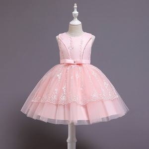 Robe de princesse pour filles, en Tulle violet, coupe trapèze, col rond, robe de demoiselle d'honneur avec broderie et ceinture, taille 309 - Product Image 3