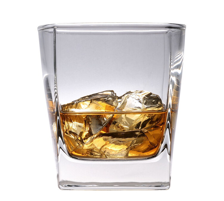 Wholesale double old fashion square heavy base glass cup modern whisky glass