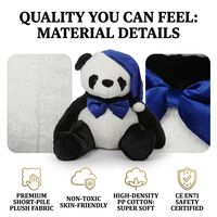 Adorable Peluche de Panda con Gorro para Dormir y Lazo, Súper Suave, Animal de Peluche Sentado, Compañero para la Hora de Dormir, Muñeco de Peluche para Niños
