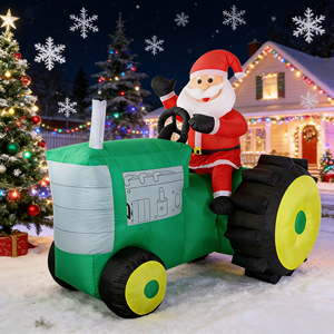 Santa Claus Inflable Navideño en Tractor Agrícola para Decoración de Jardín - Product Image 1