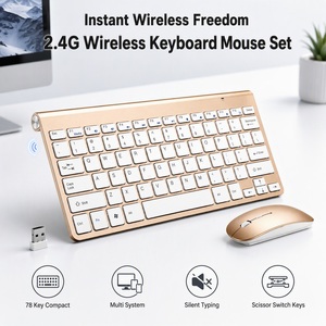 Combo de Teclado y Ratón Inalámbrico 2.4G, Teclado Inalámbrico de 78 Teclas con Interruptor de Tijera, Silencioso, Multisistema, para Oficina, Escritorio, Portátil - Product Image 1