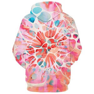 Sweat-shirt à capuche unisexe avec grandes poches, broderie 3D Galaxie, tricoté, coupe oversize, uni, manches longues, pour l'automne - Product Image 2