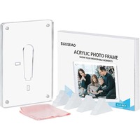 Cadre photo et d'image magnétique rectangulaire moderne en acrylique double face sur pied pour table