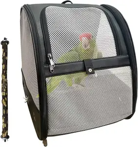 Faltbare leichte Outdoor-Reise Mehrzweck-Haustier tasche PU Polyester Atmungsaktiver Mesh Bird Carrier Rucksack
