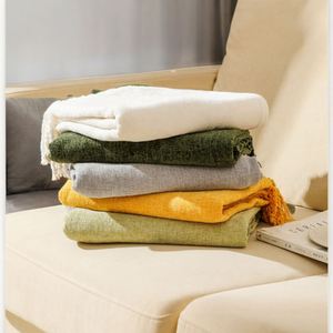 Soft and Cozy Chenille Rectangular <b>Throw</b> Blanket With Tassel <b>for</b> Sofa & <b>Bed</b> Living Room - Product Image 2