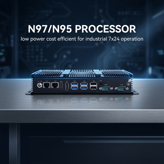 Industrial Mini PC Fanless with Multi Serial Ports, Dual LAN Ports for Edge Processing with Dual Display, Optional 4G/WiFi/CAN