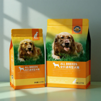 Sacs d'emballage thermoscellables de qualité alimentaire à fond carré imprimés en couleur personnalisés pour les fournitures pour animaux de compagnie, nourriture pour chats/chiens, friandises pour animaux de compagnie