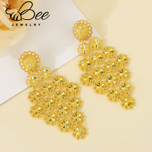 Exquisite Statement Pakistan Style Middle Eastern Jewelry Set 24K Gold Alloy Titanium Big Earrings Collar for Nigeria Wedding - Product Image 3