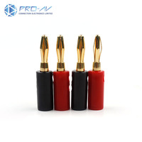 Connecteur d'amplificateur audio sans soudure à vente chaude, fiche mâle 1P, fiche banane, bornes en laiton codées par couleur, boîtier PC, tête de lanterne, vis 4 mm