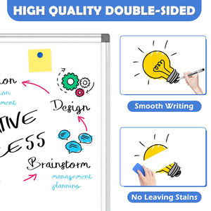 Tableau blanc magnétique double taille Cadre en aluminium Tableau blanc suspendu 24 "X 18" Tableau blanc effaçable à sec pour mur - Product Image 4