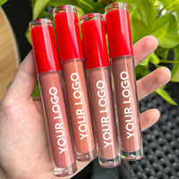 Tubo redondo rojo cosméticos de mujer al por mayor brillo de labios personalizado proveedor Etiqueta Privada brillo de labios lápiz labial mate lápiz labial líquido personalizado