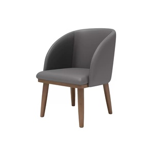Modern PU Leather <b>Armchair</b> with Wooden Legs Solid Back Design Midcentury Style Comfortable <b>Dining</b> Room Set - Product Image 1