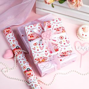 Valentines Day Wrapping Paper <b>Pink</b> Heart Love Car House Design 17in x 16.5ft Gift <b>Wrap</b> for Anniversary Romantic - Product Image 5