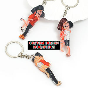 Porte-clés en acrylique et acier inoxydable personnalisé avec un design d'anime de dessin animé holographique coloré pour la Saint-Valentin - Product Image 1