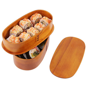 Wooden Bento <b>Box</b> Egg Shape With Chopsticks And Strap Student <b>Lunch</b> <b>Box</b> Multi Compartment Design - Product Image 4