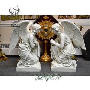 Decoración de cementerio al aire libre estatua de resina de tamaño natural estatua de Ángel rezando de fibra de vidrio a la venta - Product Image 4