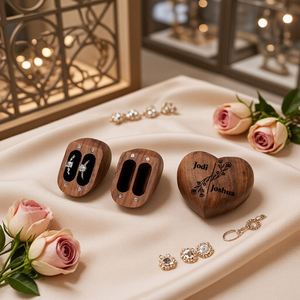 Factory Personalized Heart-Shaped Wooden <b>Box</b> Custom Engraved Wedding <b>Ring</b> Holder for Wedding, Ceremony, <b>Proposals</b> Occasions - Product Image 1