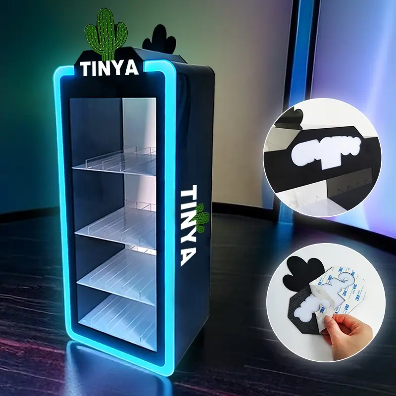 Tinya LED ที่กําหนดเองจอแสดงผลอะคริลิคแสดงกรณีขาตั้งจอแสดงผลอะคริลิค Store ร้านขายบุหรี่บุหรี่ชั้นวางจอแสดงผลอะคริลิค