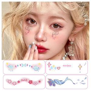 임시 반짝이 페이셜 데칼 무독성 피부 친화적 인 제거 코스프레 이벤트 및 사진 촬영을위한 오래 지속되는 샤인 - Product Image 2