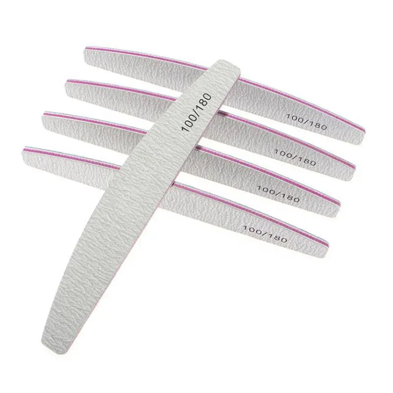 Wholesale custom logo purple 80/100 grit zebra nail file, durable bulk double side gray nail file