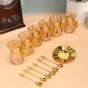 Set di <span class=keywords><strong>bicchieri</strong></span> <span class=keywords><strong>da</strong></span> tè <span class=keywords><strong>turchi</strong></span> vintage resistenti al calore per bevande calde e fredde, set di <span class=keywords><strong>bicchieri</strong></span> <span class=keywords><strong>da</strong></span> tè di lusso con confezione regalo - Product Image 3