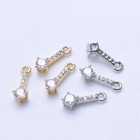 Lot de 20 breloques longues à pampilles en laiton plaqué or 14 carats avec micro-pavé de zirconiums cubiques pour la fabrication de bijoux DIY