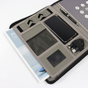 Dây kéo danh mục đầu tư A4 bìa cứng máy tính xách tay với ngân hàng điện điện thoại chủ pocket và A4 bằng văn bản Sheets Leather bìa thư mục quản lý - Product Image 5