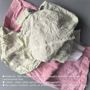 ผ้าเช็ดทำความสะอาดผ้าฝ้าย 100% สีอ่อน ผ้าเช็ดเสื้อยืด ผ้าฝ้ายสำหรับทำความสะอาดงานอุตสาหกรรมและงานทาสี - Product Image 4